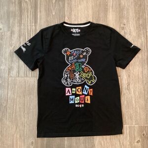 BKYS Women’s Bear Make Art Not War Graphic T-Shirt Size Large Black Hip Hop Rad